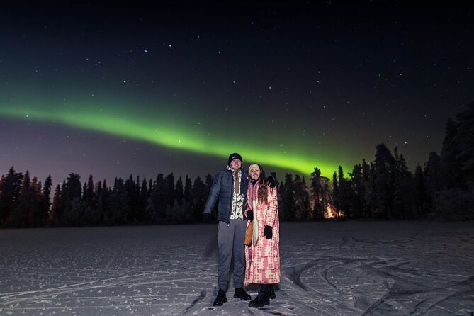 Arctic lake Aurora Hunt, in a cozy Lappish Tipi - The Lappish tipi stop: sausages, hot drinks, and real winter comfort