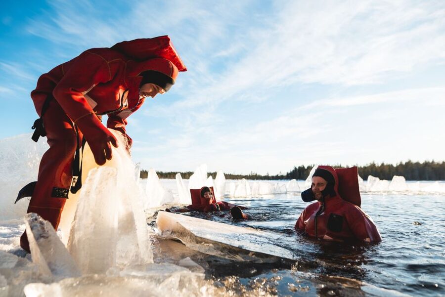 Daytime Ice Floating Rovaniemi, Frozen Lake Experience - The Suit Is the Star, and Socks Matter More Than You Think
