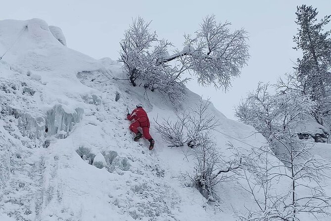 Guided Ice Climbing Activity in Pyhä - Two climbs above 20 meters, with real instruction in between