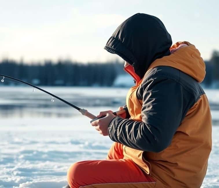 Ice Fishing Adventure in Levi with Salmon Soup - First lesson on the ice: drilling holes and reading the water