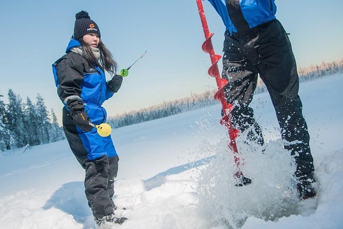 Ice Fishing -By car - The frozen forest lake: silence, patience, and winter immersion