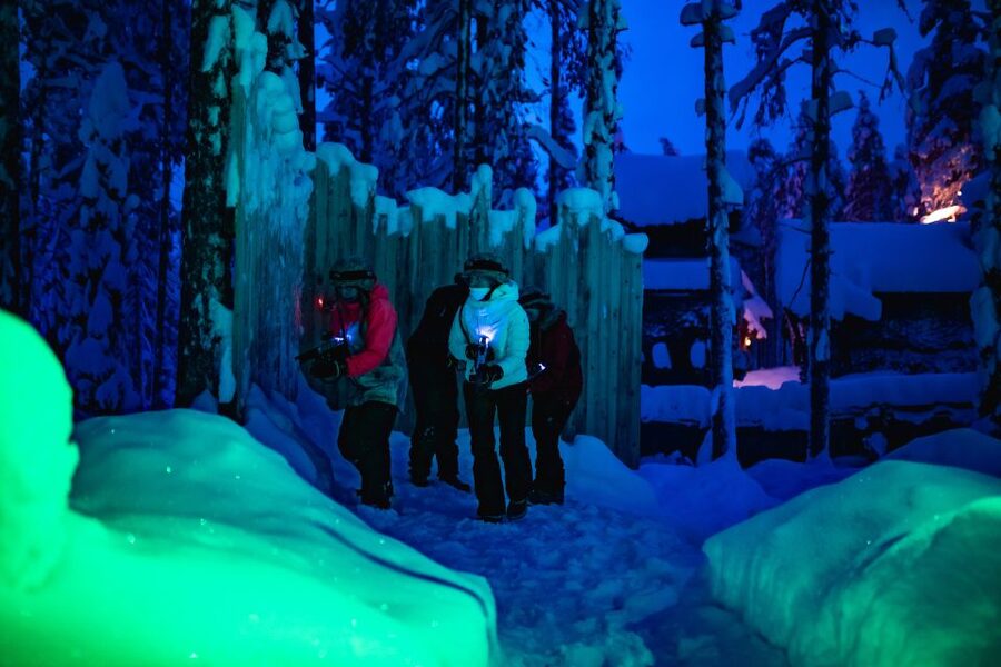 Levi: Arcandia | Outdoor Laser Tag + Park Side - The laser tag kit: MS4 LCD screens, sniper aims, and sensor hits