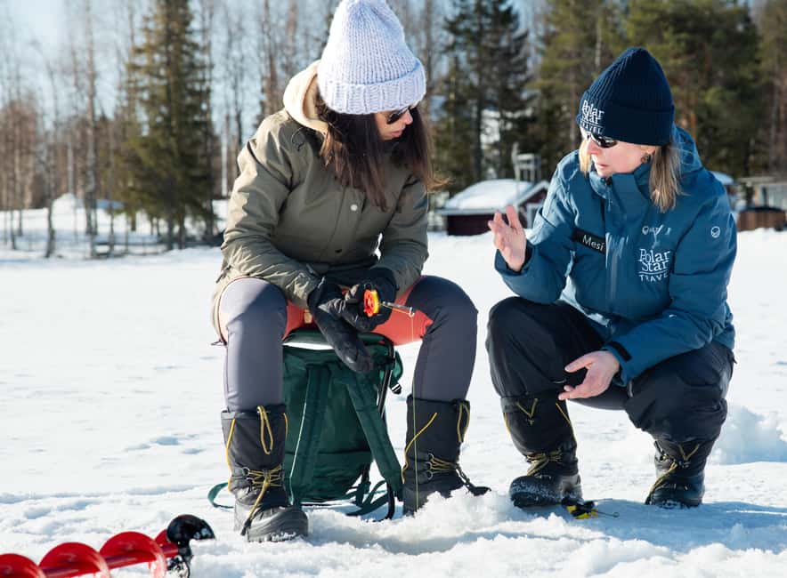 Levi: Arctic Ice-Fishing Experience - Drilling the hole and setting your line on a frozen lake