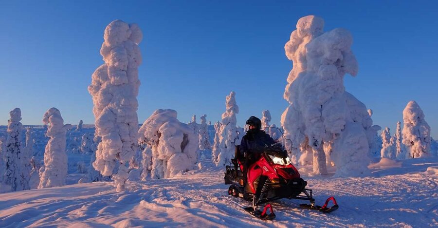 Levi: Evening Snowmobile Safari - The 3-hour flow: pickup, gear-up, ride, and campfire warmth