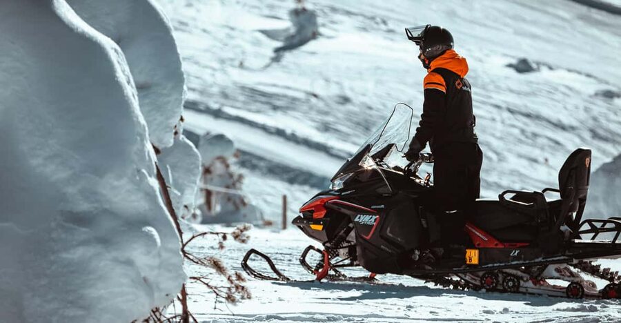 Levi: Full Day Snowmobile Safari to Wilderness - Following the guide into the less-used backwoods