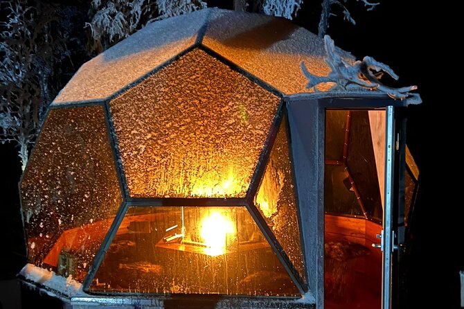 PRIVATE Glass Igloo Dinner Under Northern Lights - The Aurora Hunt by Snow Scooter on the Frozen Lake
