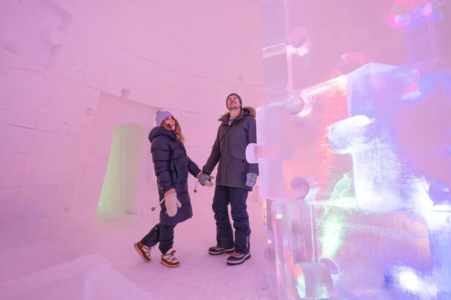 Rovaniemi: Ice sculpting experience with Transfers - Free time plus lakeside kick sledding and the toboggan hill