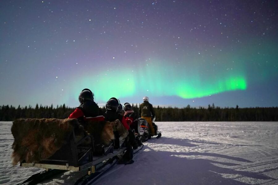 Rovaniemi: Northern Lights Sleigh Ride - Snacks and the warm-up routine: hot blueberry juice and more