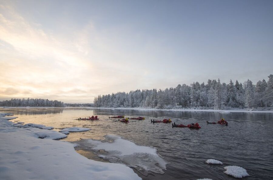 Ruka: River Floating - The guided float: stepping in, letting the stream move you, then floating twice