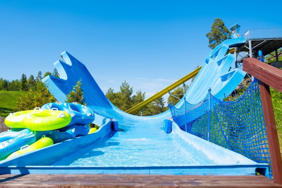 Serena Water Park Day Ticket - The slide lineup: Tornado, Black Hole, Half-Pipe, and more