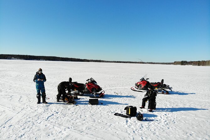 Snowmobile and Ice Fishing Excursion (private tour) - The snowmobile portion: frozen river riding, then forest cruising